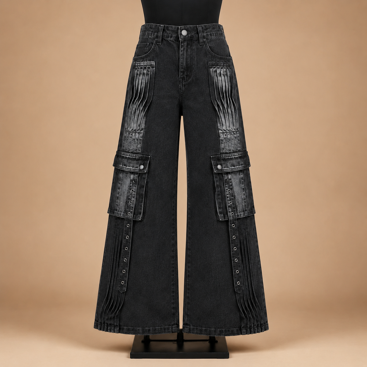 Black Cargo Wide Leg Jeans | Sillygirls | SillyGirls